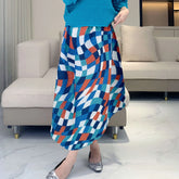 Geometric Pleated Midi Skirt